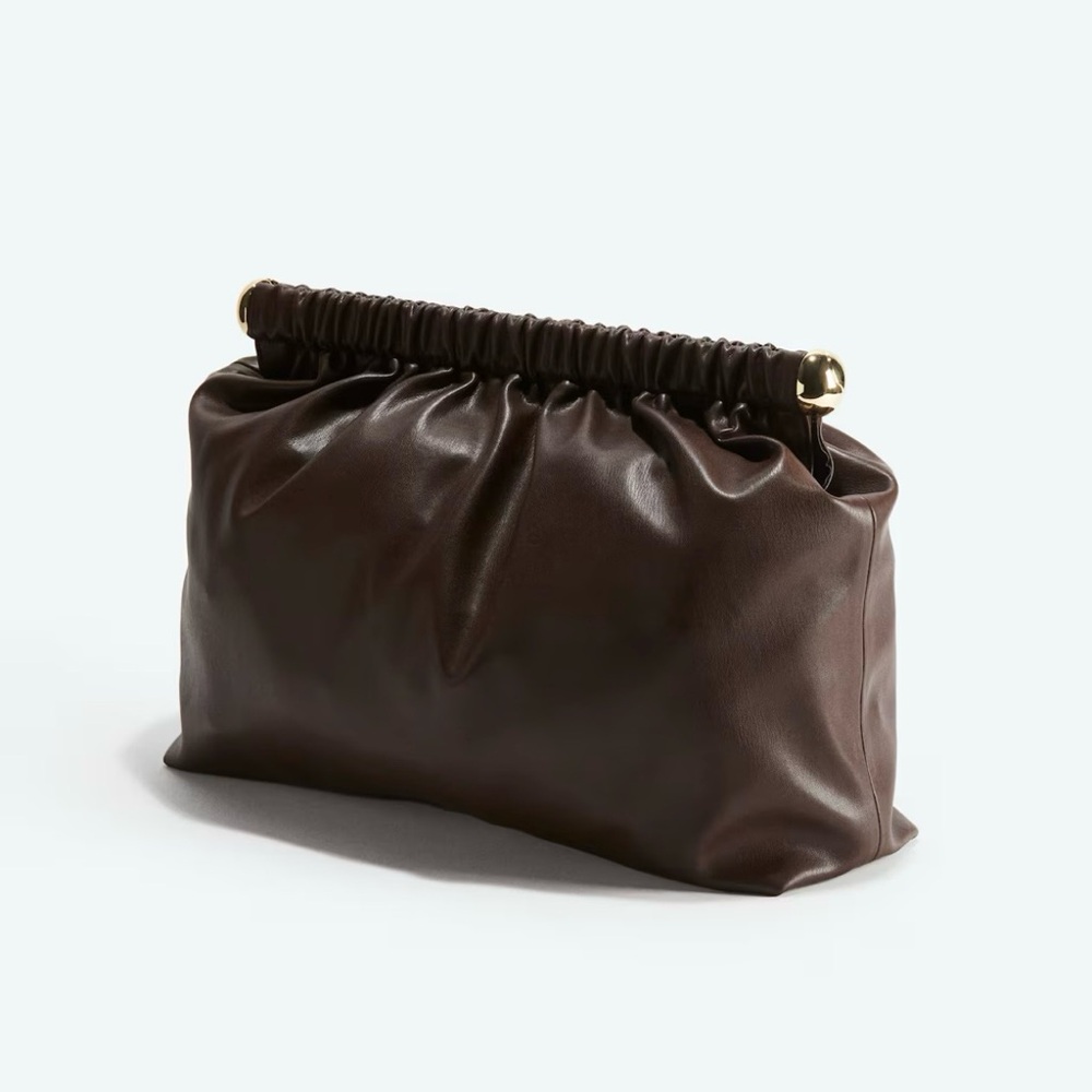 H&M Elegant Brown Vegan Leather Clutch, NWT